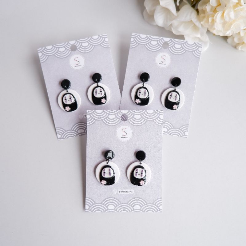 Sonata InC | Anting Clay | Chibi Kaonashi Clay Earrings | No Face Ghibli