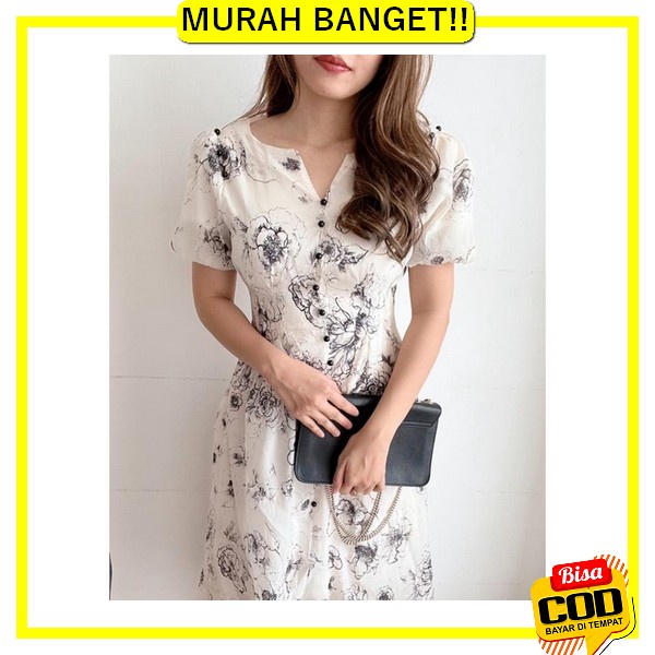 Cod Dress Natal Polos Modis Style Korea Trandy Terbaru 2022 Dress Kani Herfit Dress Jinny Flowy / 91