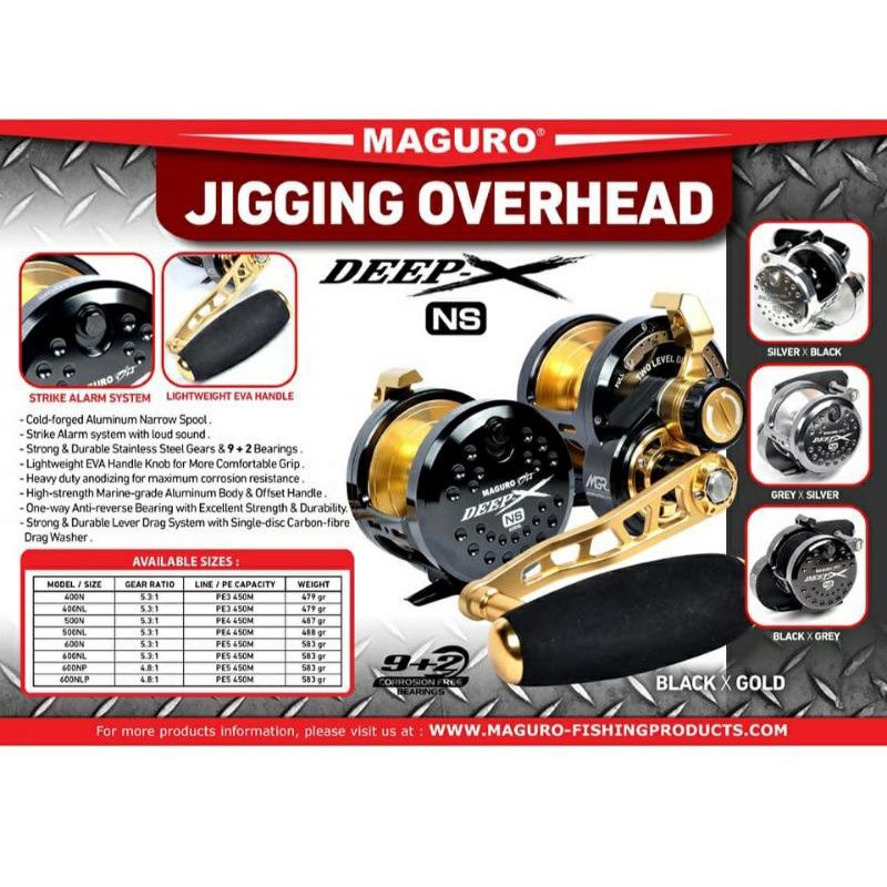 Reel OH MAGURO DEEP X NS 400 500 600 Handel Kiri / Handel Kanan | jigging Over Head