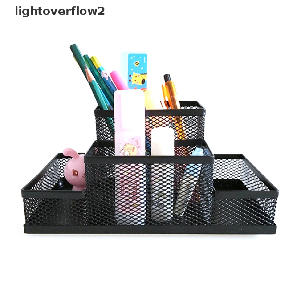 (lightoverflow2) Kotak Penyimpanan / Organizer Pensil / Pulpen / Stationery Bahan Metal Mesh Untuk Rumah / Kantor