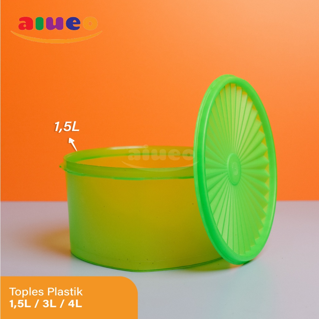 AIUEO | Toples Plastik Jadul Murah 1,5L / 3L / 4,2L Murah Kue Kerupuk Warna Random | Toples Anti pecah