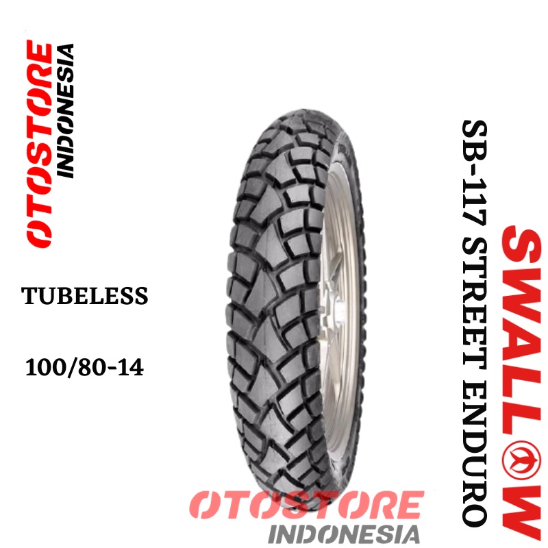 Ban Luar Motor Swallow Ban SB-117 STREET ENDURO 100/80-14 TUBELESS Ban Motor Semi Trail Touring Mio 