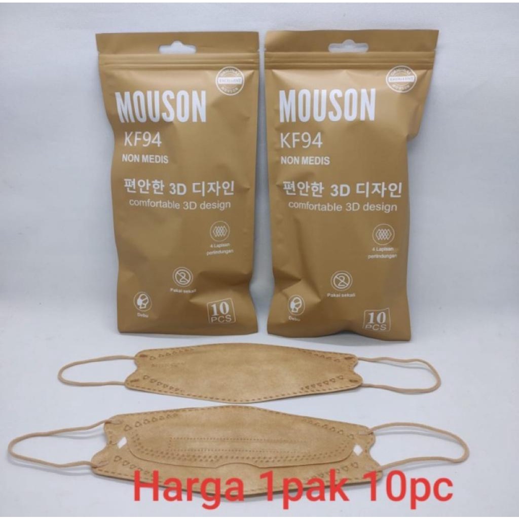 Masker Mouson KF94 Warna Hitam Putih Abu Biru Merah Love Careion