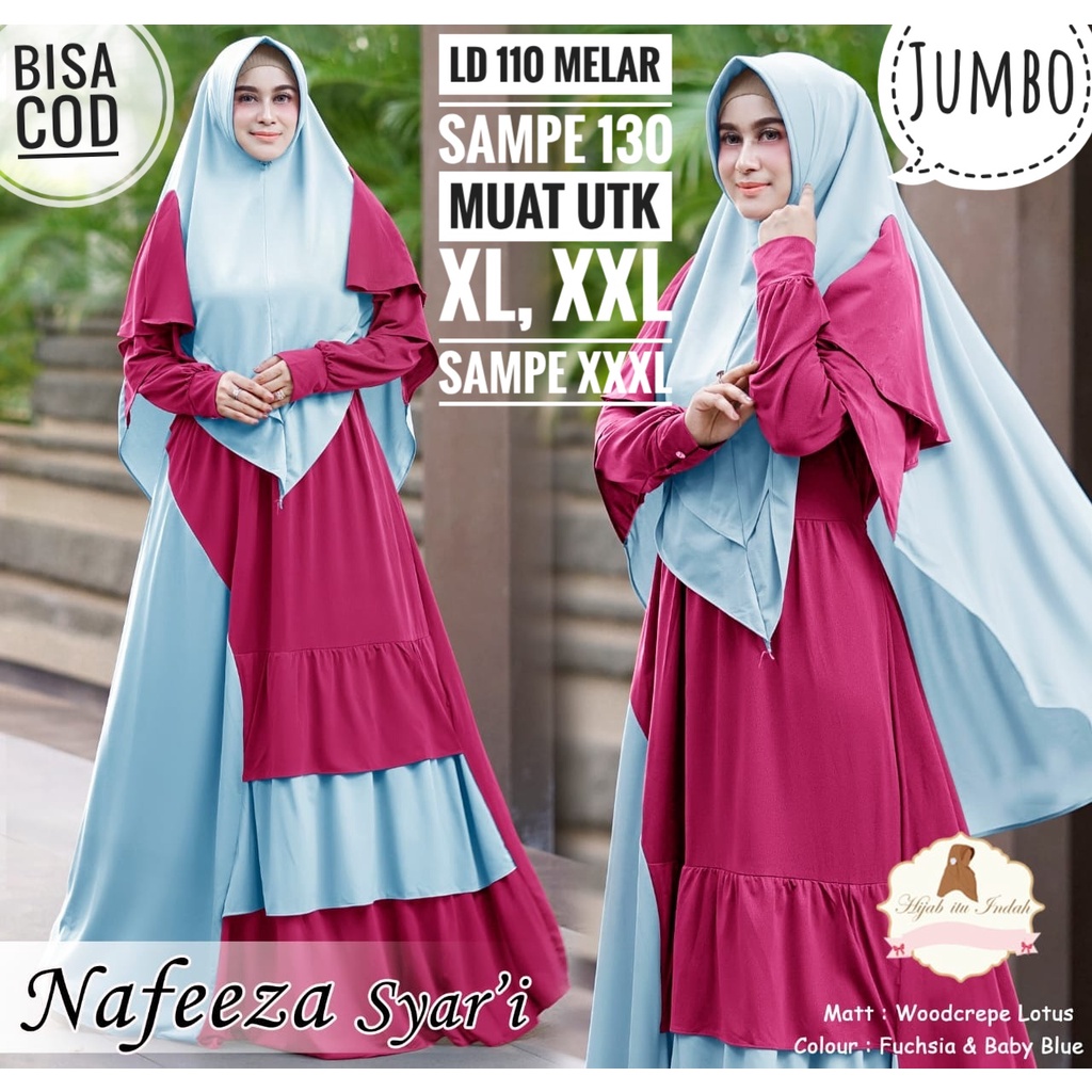 LD 110-130 GAMIS SYARI BRUKAT NAFEEZHA / GAMIS SYARI BROKAT / BAJU PESTA BROKAT JUMBO XXXL
