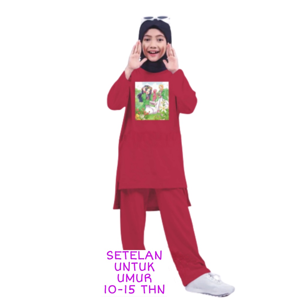 Setelan Anak Perempuan Remaja Bahan Kaos Babyterry Kaos Lengan panjang dan Celana panjang Oversixze XXL 10 11 12 13 14 15 Tahun . One Set Anak Perempuan Terbaru 2023 Viral Stelan Remaja Kekinian Setelan Baju Anak Tanggung K6