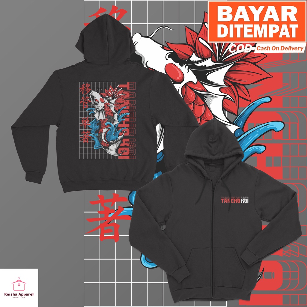 JAKET ZIPPER IKAN KOI TANCHO JAKET KOI COWOK CEWEK