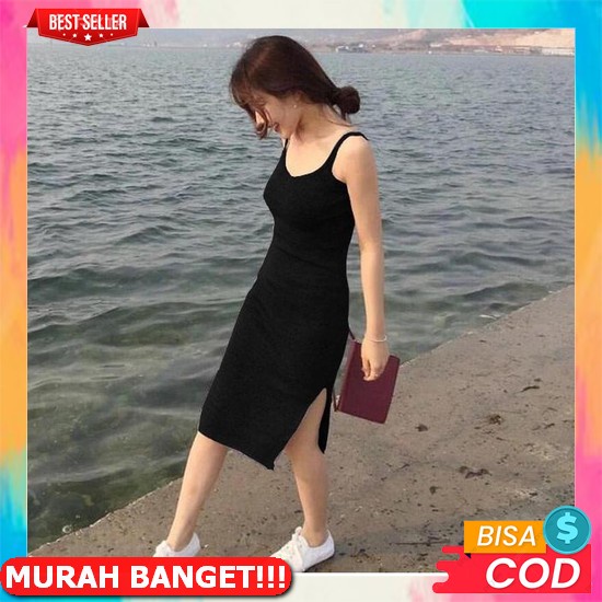Ootd / Midi Dress Marita Original Pakaian Casual Wanita Kekinian Bahan Rayon Kringkel Import Ori - D