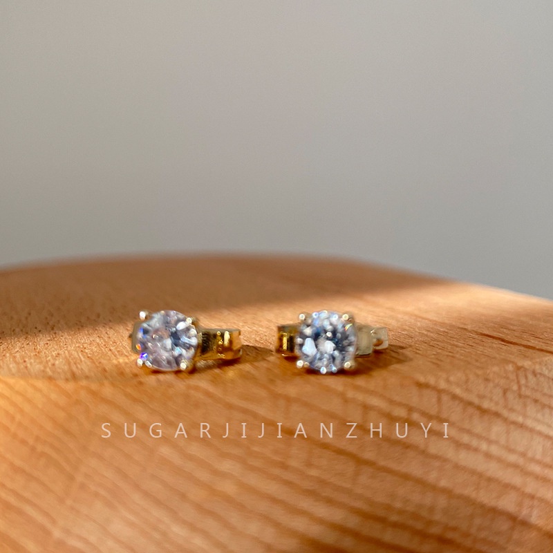 Anting Bulat Mini Simple Gaya Korea Dengan Zircon Untuk Wanita