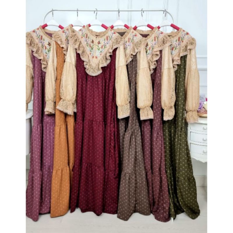 gamis meijiewang/gamis meijiwang/gamis noni belanda/hadieeorlin/gamis kringkel brokat renda bordir/g