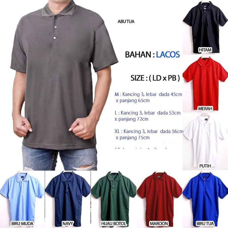Kaos Kerah Polos Abu Tua - Kaos Kerah Polos - Polo Polos Abu Tua