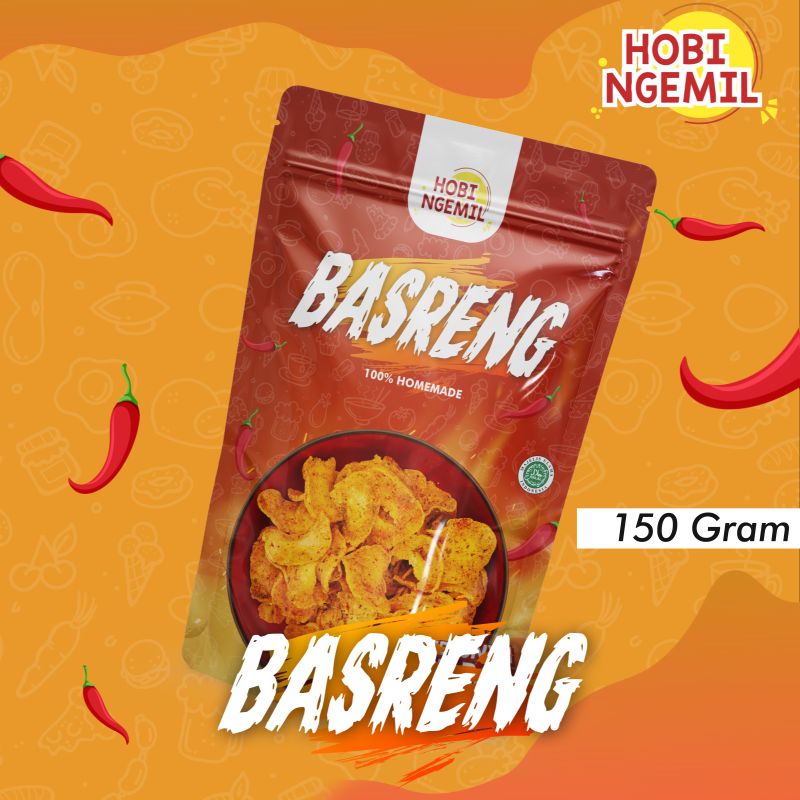 

Basreng hobingemil - keripik Bakso Goreng Rasa Pedas Daun Jeruk 150gram