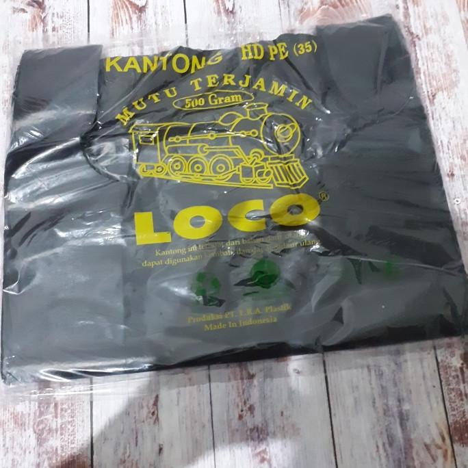 

kantong plastik HDPE kresek medium tebal kuat loco hitam ukr 35