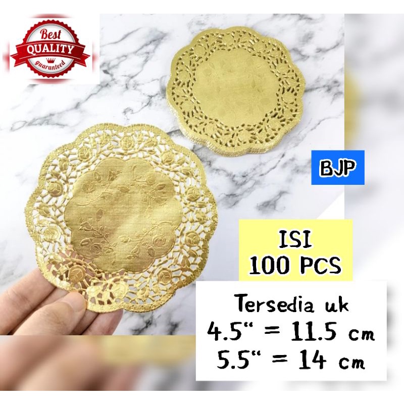 FOOD GRADE / Paper doilies,  Kertas renda warna EMAS