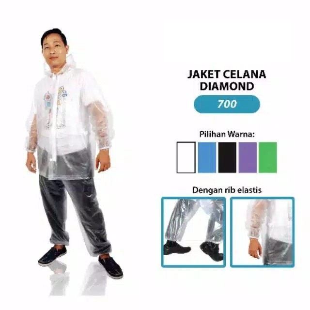 Jas Hujan Jaket Celana Raincoat Transparan Bening Plevia Diamond 700