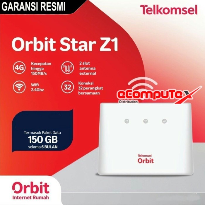 MODEM WIFI ORBIT STAR Z1 4G TELKOMSEL ZTE ROUTER Z 1 BONUS DATA 150GB GARANSI RESMI