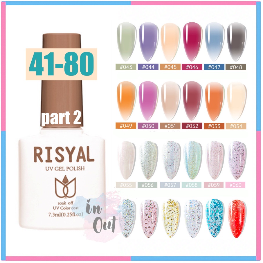 (41-80) RISYAL Nail gel UV LED Polish Soak off Nail Art / Nail polish  / Kutek Gel cat eye nail art /kecantikan kuku/  cat kuku / kutek manicure KU036