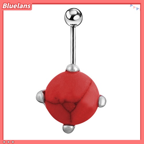 Bluelans Round Turquoise Silver Plated Belly Ring Barbell Navel Body Piercing Jewelry