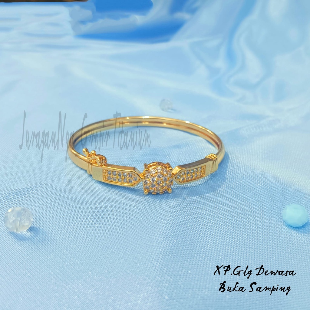 GELANG DEWASA MODEL BANGKOK ZICRON TITANIUM  LOGO MEWAH ANTI KARAT&amp;ANTI LUNTUR