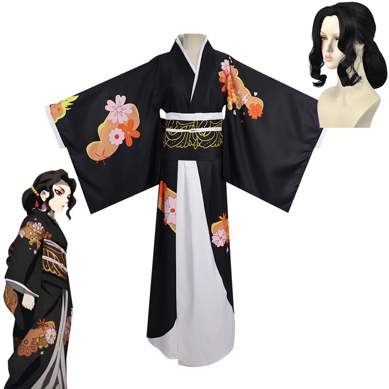 Anime Demon Slayer Kimetsu no Yaiba Cosplay Kibutsuji Muzan Costume Wig Women Kimono Uniforms Clothe
