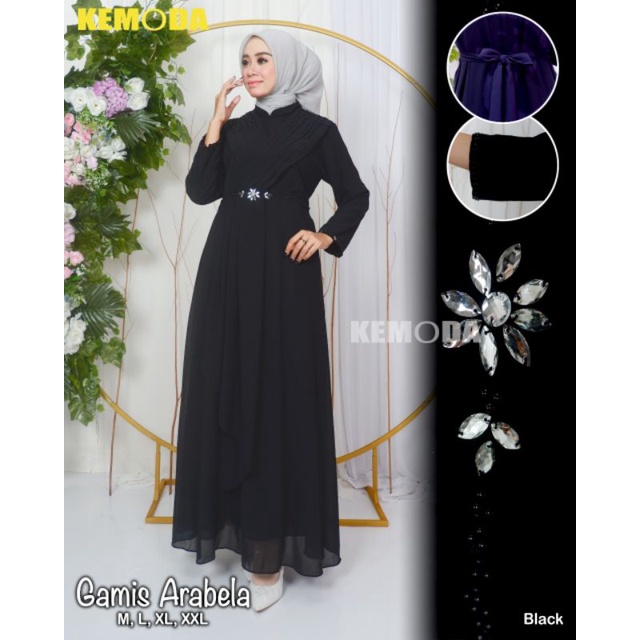 Permata Olshop / Gamis Arabella Ceruty Baby Doll / Gamis Kondangan Modern / Gamis Pesta Elegant / Gamis Muslimah