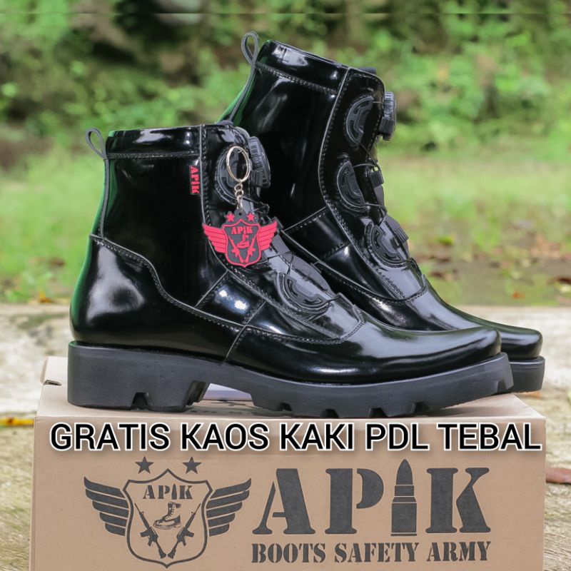 SEPATU PDH TALI PUTAR KULIT SAPI ASLI MERK APIK SEPATU PDH DINAS KANTOR / LAPANGAN TNI POLRI SECURITY SATPAM SEPATU PDH POLANTAS MODEL TERBARU