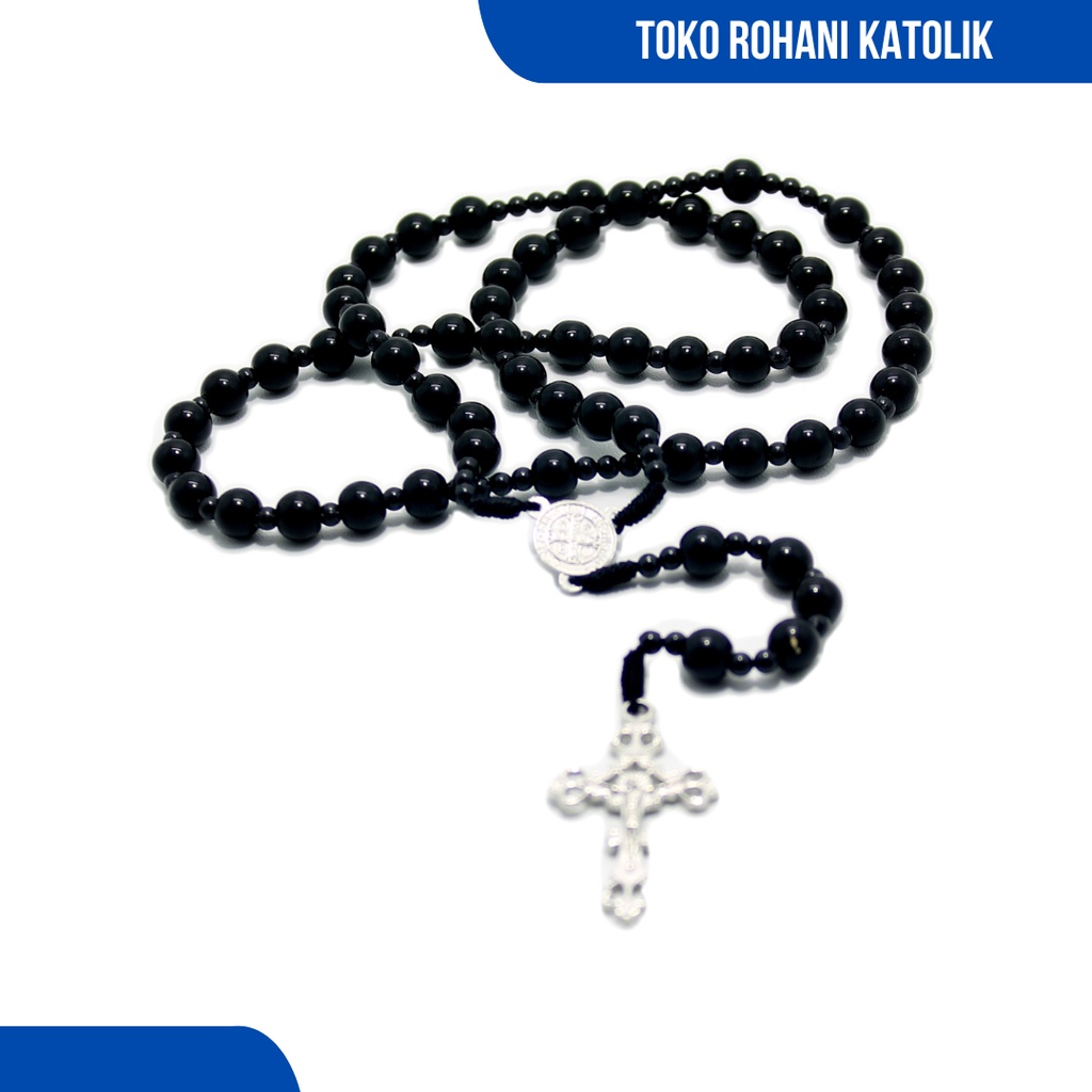 ROSARIO KALUNG BATU ALAM / KALUNG ROSARIO BATU BLOROK HITAM KALUNG SALIB / SALIB ROSARIO / ROSARIO KATOLIK / KONTAS