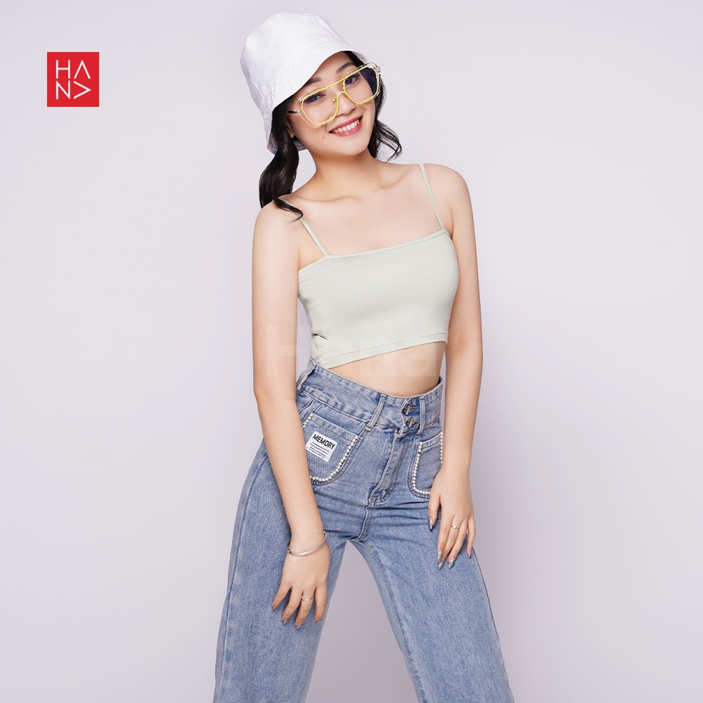 HanaFashion JKT - Yolana Simple Crop Tank Top Wanita - TT164