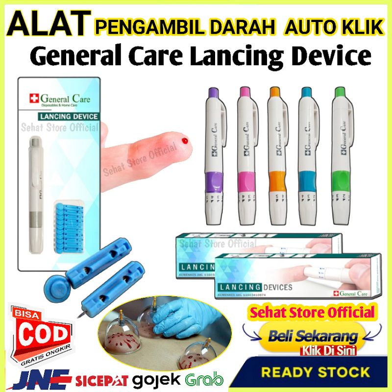Alat Pengambil Darah General Care Lancing Device Pen Bekam Auto Klik Pena Untuk Cek Gula Darah Koles