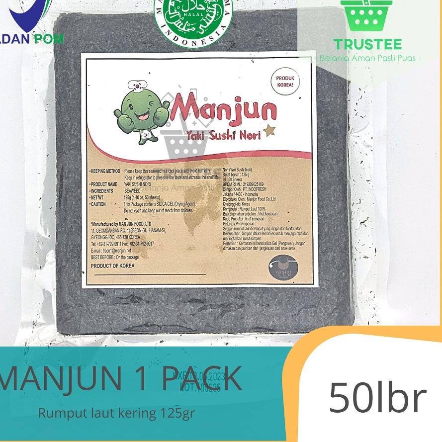 

GRATIS ONGKIR✅Manjun Yaki Sushi Nori - Roasted Seaweed - Rumput Laut Panggang kemasan 50 lbr|KD1
