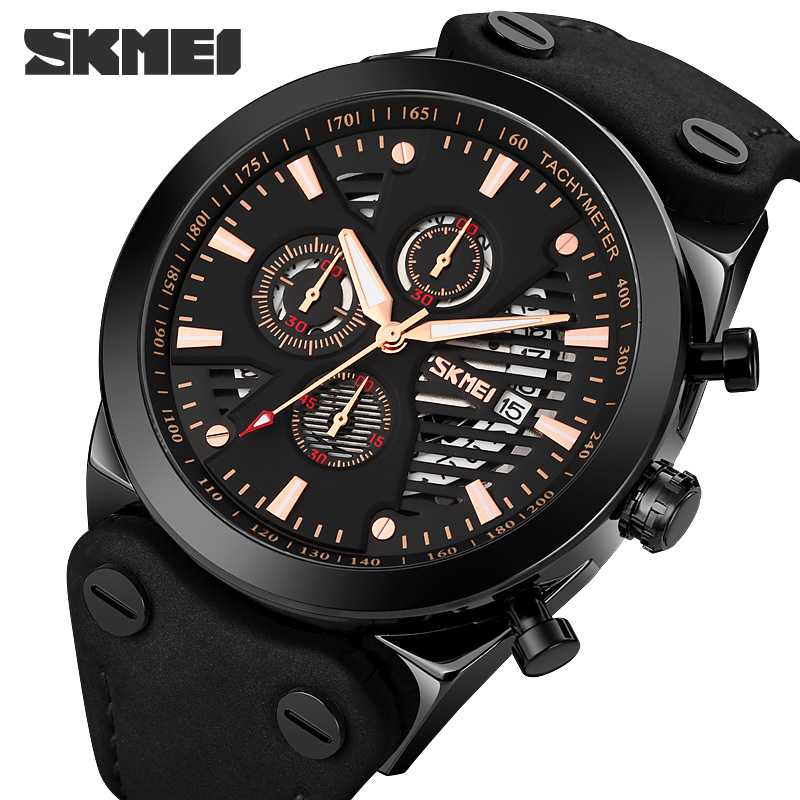 ARS - SKMEI Jam Tangan Analog Pria Strap Kulit - 9282