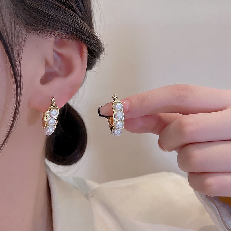 Anting Tusuk / Stud Model Retro Dengan Mutiara Imitasi Bahan silver 925