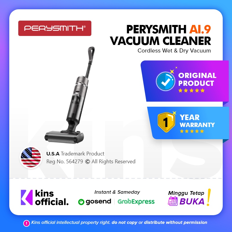 PerySmith Ai9 Cordless Wet Dry Vacuum Cleaner Floor Washer Scrubber