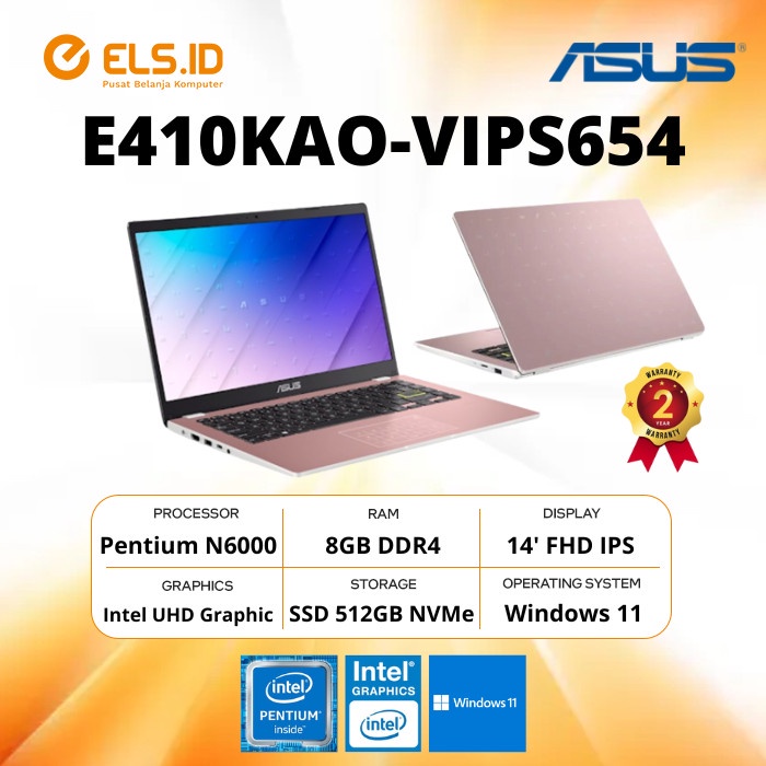 Laptop Asus E410KAO-VIPS654 Pentium-N6000 8GB SSD 512GB 14' W11+OHS