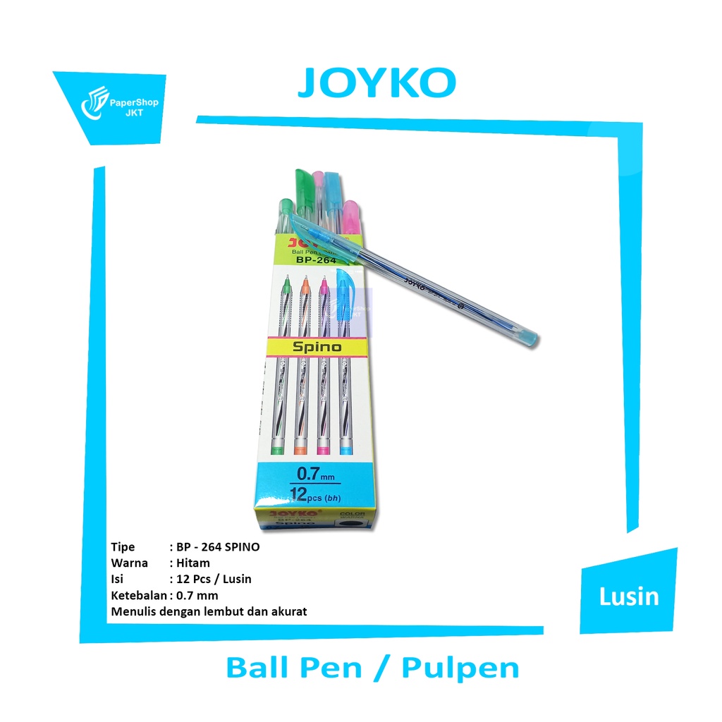 

Joyko - Ballpen BP 264 Spino - Pena Tinta Hitam - Lusin