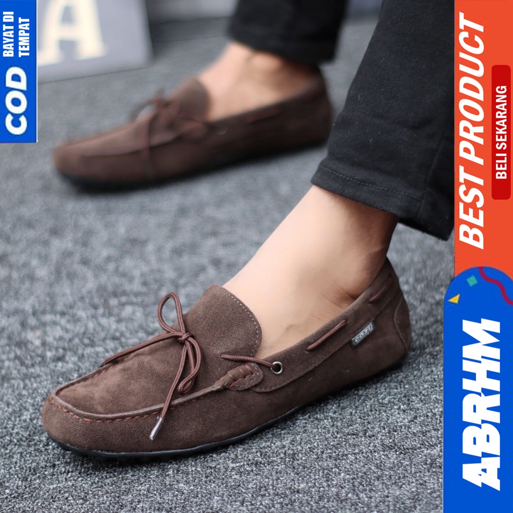 Sepatu Slip On Casual Santai Slop Kerja Anti Slip Hitam Kerja Kantor Pria Abrhm Rennes