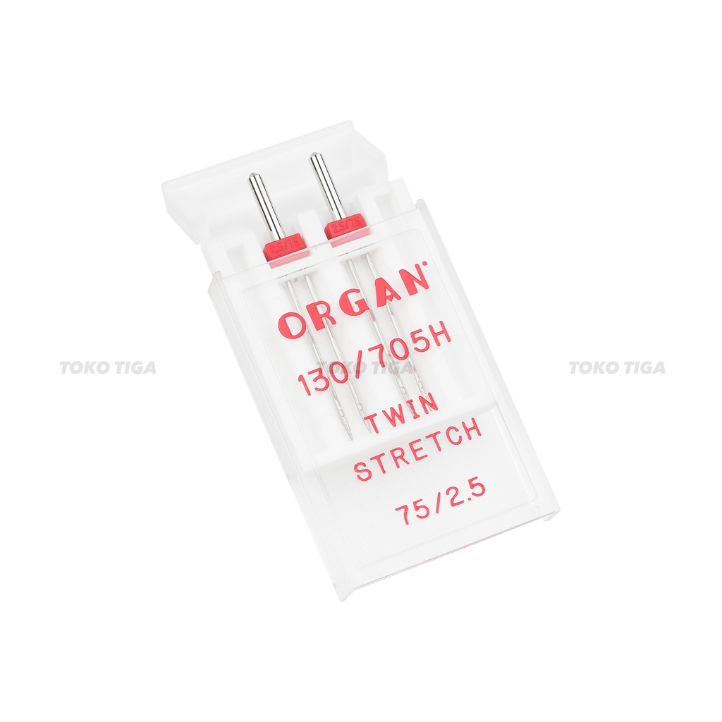Organ Twin Stretch Needles - Jarum Kembar Bahan Melar Ukuran 75/2.5mm