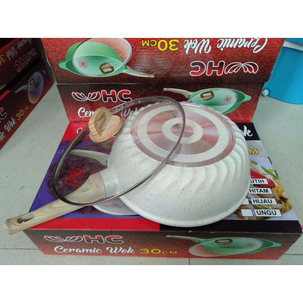 WOK PAN 30 CM HC/ PANCI WAJAN HC/ WAJAN NASI GORENG/PENGGORENGAN/ PANCI GORENG KERAMIK ANTI LENGKET