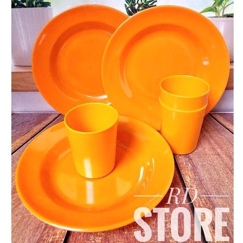 PROMO 6.PCS / ISI 3.PIRING &amp; 3.GELAS MELAMINE POLOS