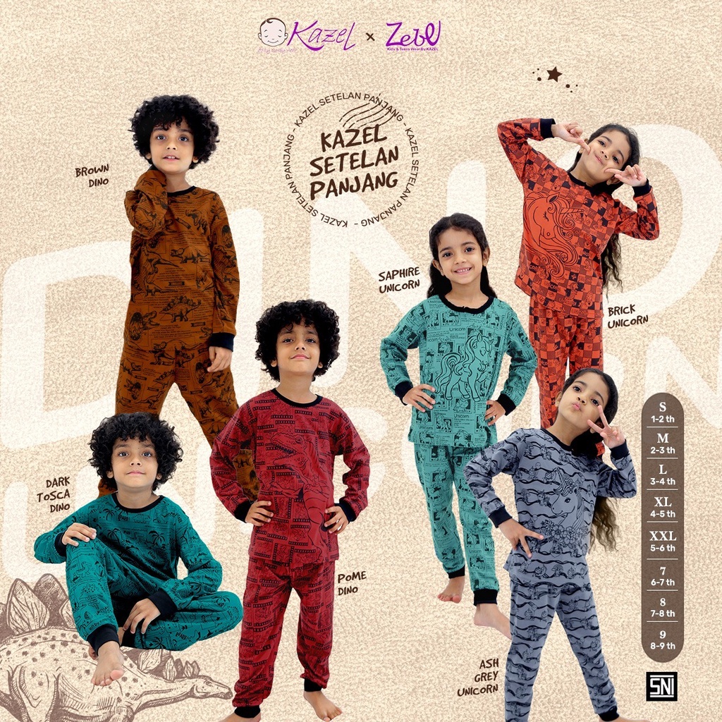 Kazel x Zebe Setelan Panjang Monochrome 1-9 Tahun