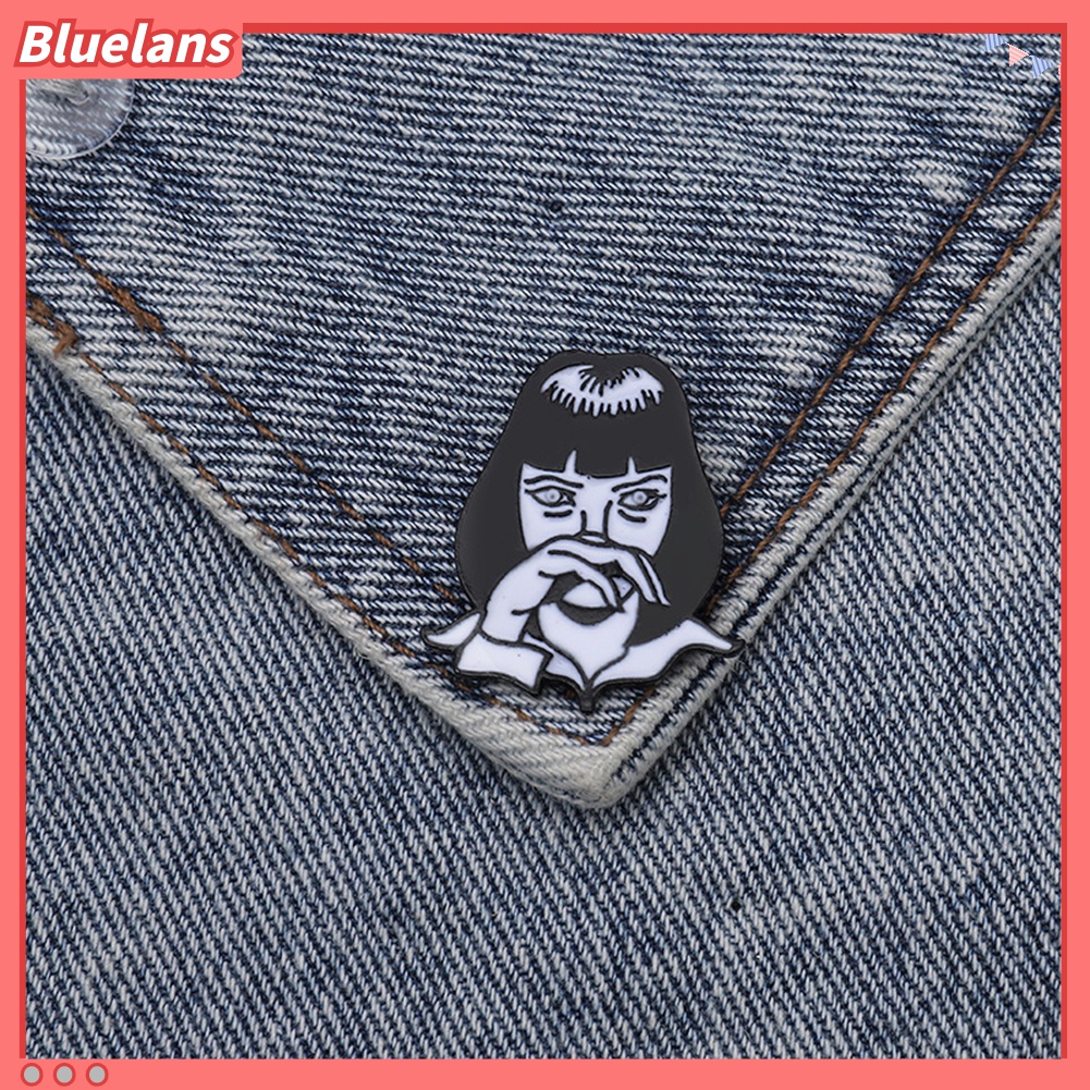 Bros Pin Enamel Bentuk Anak Perempuan Untuk Dekorasi Jaket Denim