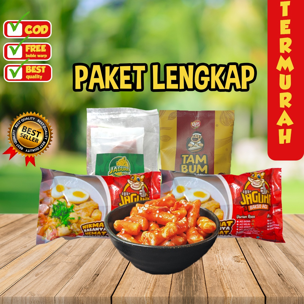 PAKET LENGKAP (BASO ACI, BAKSO ACI TULANG RANGU, BASRENG PEDAS DAUN JERUK, TOPPOKI, CIRENG RUJAK, SEBLAK INSTAN)