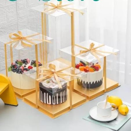 

Cake Box Mika Dus Kue Kotak Kue 30x30 cm Tutup Transparant PET - Putih, 30x30x18 cm