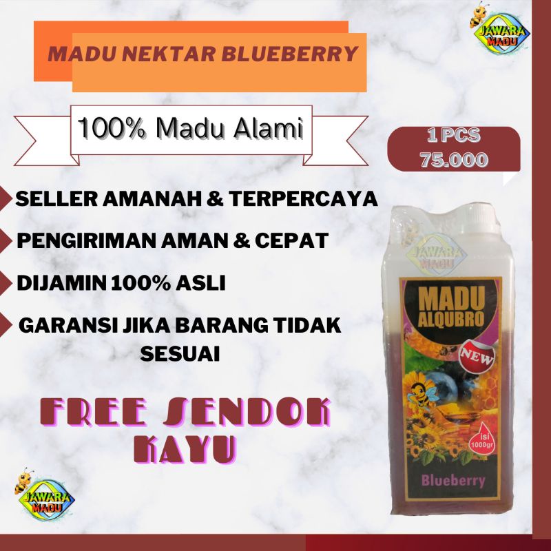 Madu Asli Murni 100% Nektar Blueberry 1Kg Obat Kolesterol Al Qubro AlQubro Al-Qubro