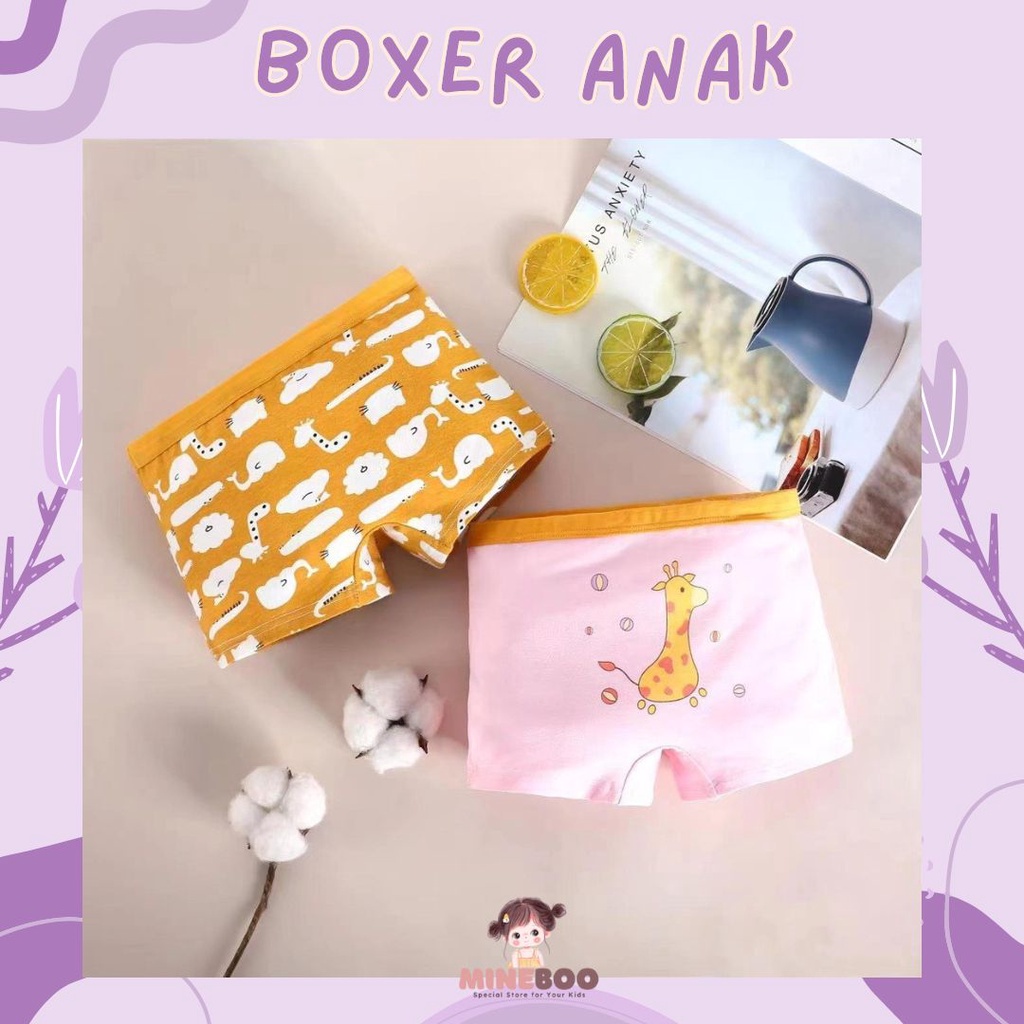 mineboo BOXER ANAK celana dalam anak perempuan CD anak perempuan  Boxer corak anak  GIRRAFEY