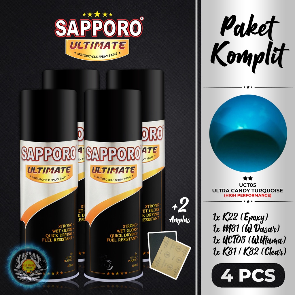 PAKET UCT05 ULTRA CANDY TURQUOISE SAPPORO ULTIMATE CAT SEMPROT 400 ML CAT MOTOR AEROSOL PYLOX CANDYT