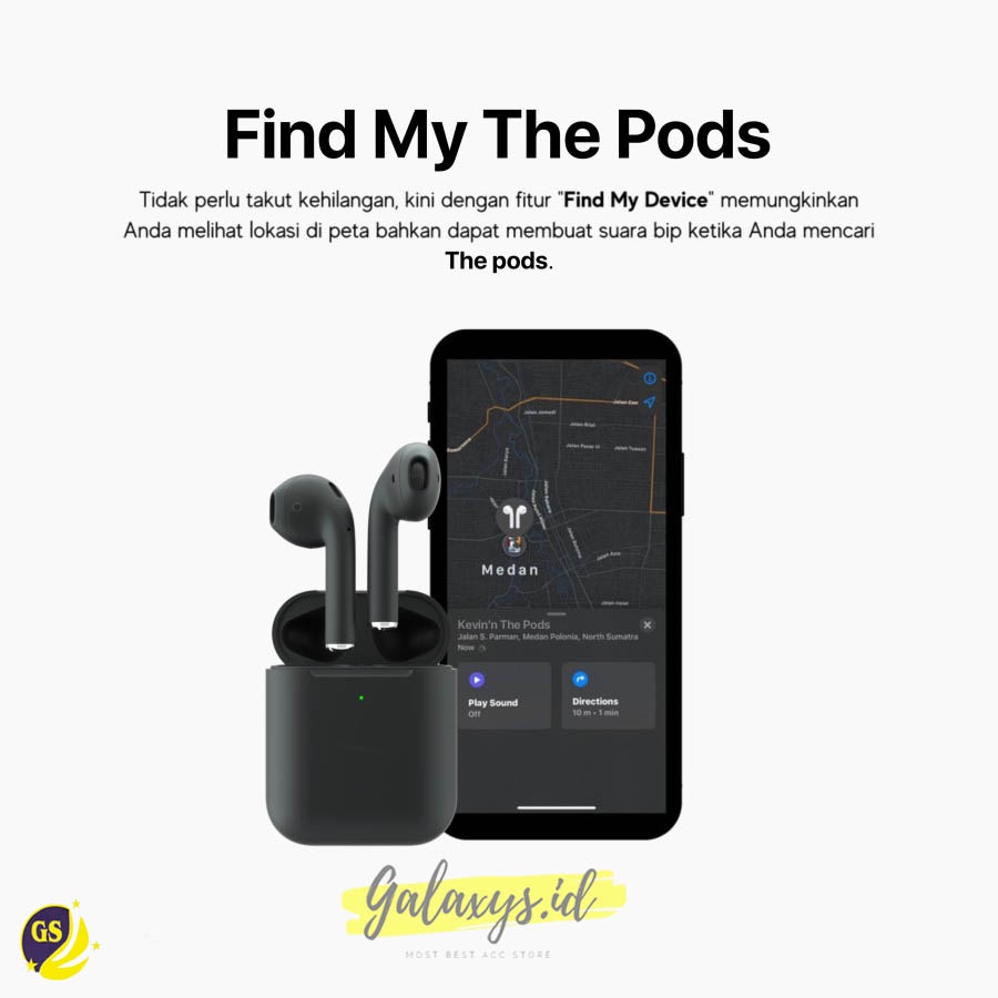 Pod Gen 2 Black Wireless Charging Headset Bluetooth (Highest Upgrade)