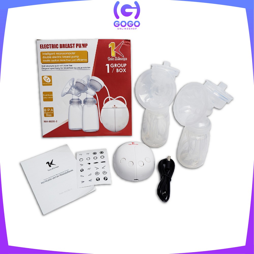 GOGO-C24 Pompa Asi Elektrik Otomatis 2 Botol Susu | Double Breast Pump Electric Automatic Breastpump