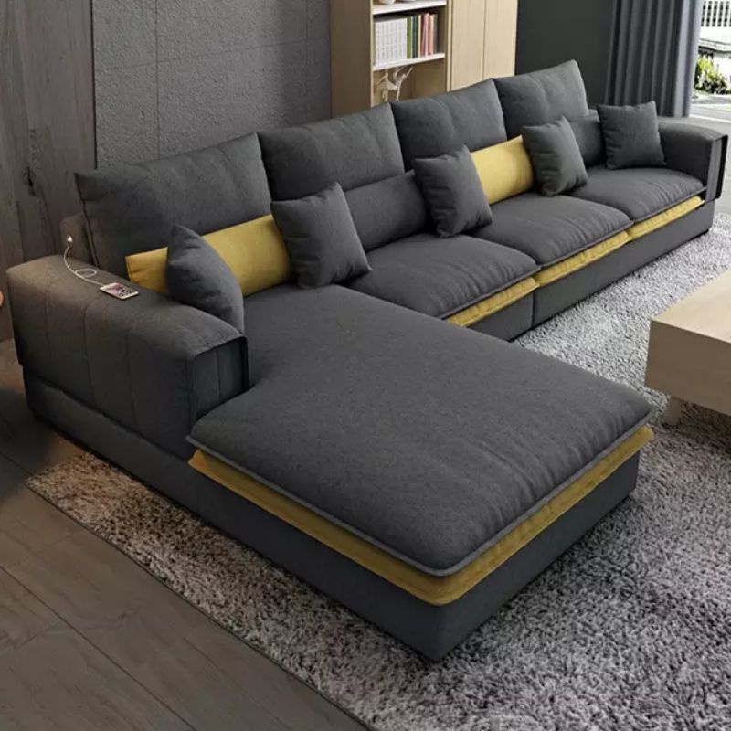 sofa ruang tamu model L kain bludru