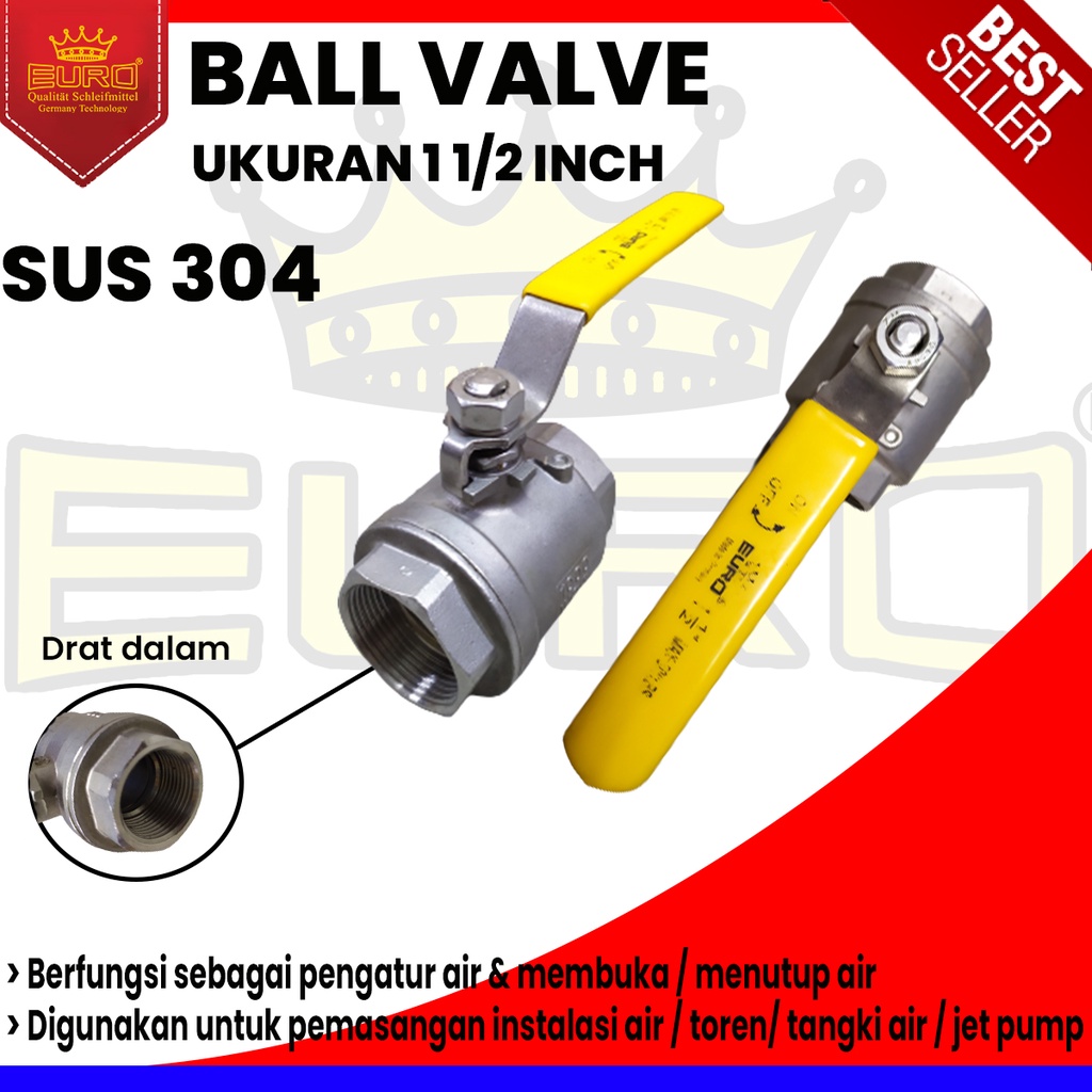 Ball Valve Stop Kran Keran Air Gas Brass Stainless Steel