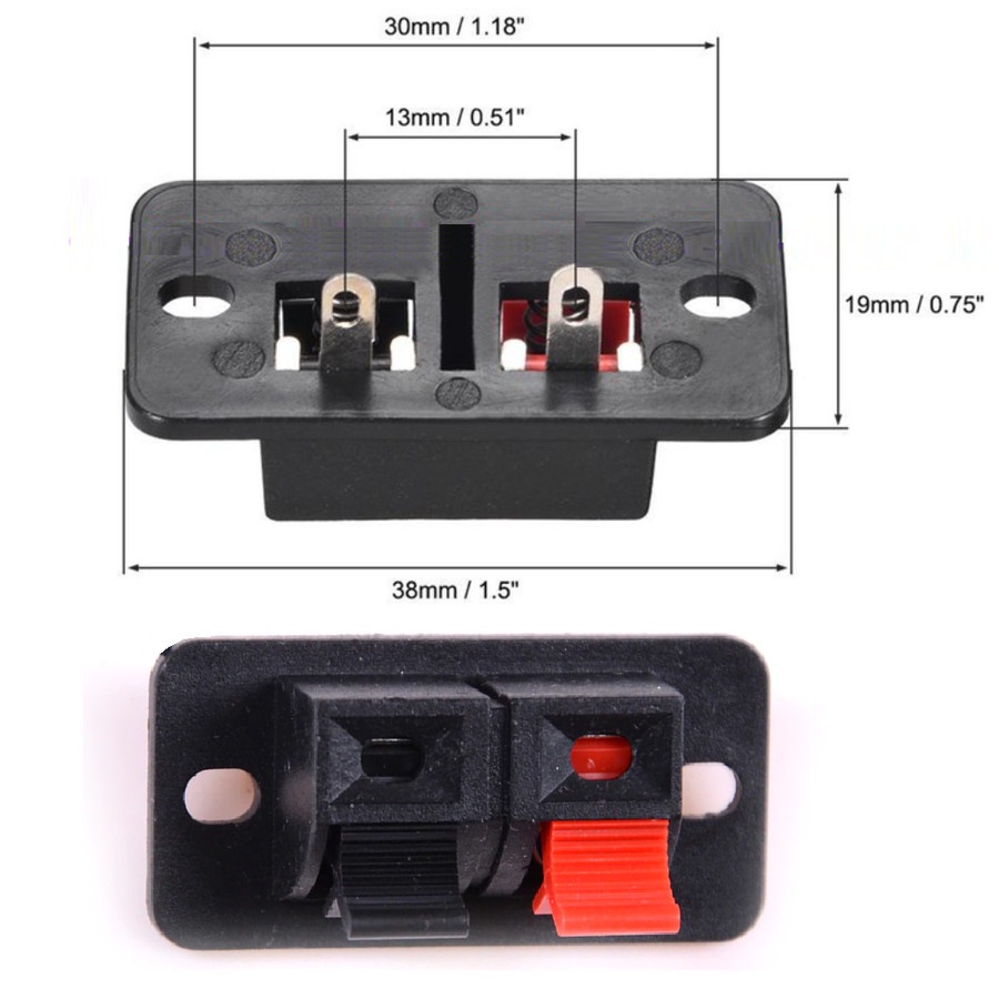 Terminal Panel Kecil 2/4 Pin Speaker Box Mono/Stereo Kabel Jepit 2P 4P